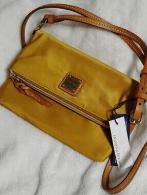 Dooney & Bourke Yellow Vintage Crossbody with Front Zip and Logo Plaque